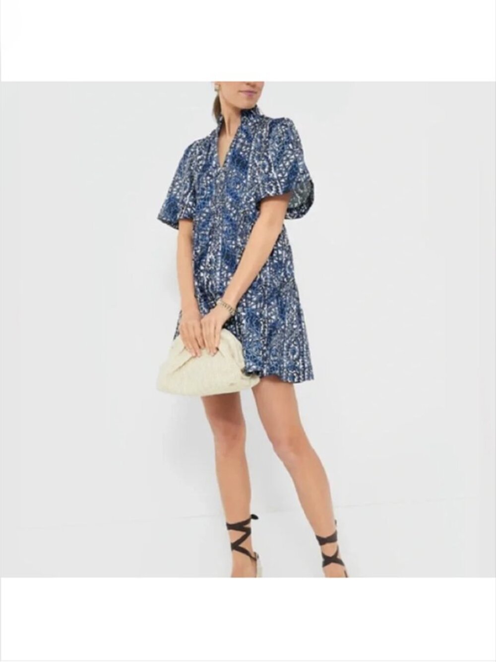 Tuckernuck Crawford Mini Swing Dress Montecito Midnight Blue Short Sleeve Tiered